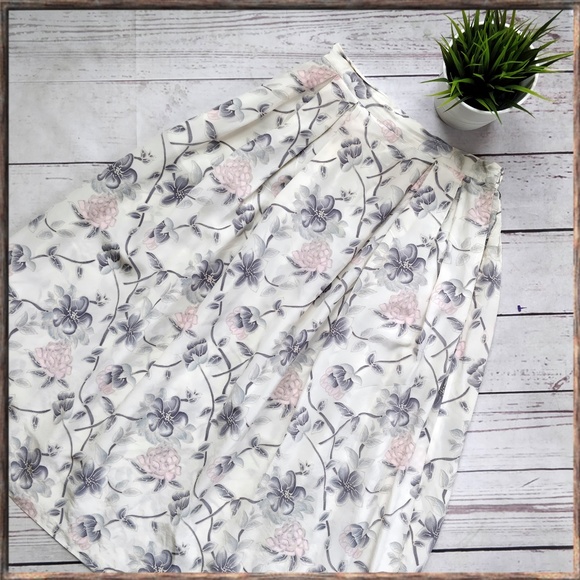 Dior Dresses & Skirts - CHRISTIAN DIOR Vintage Floral Silk Midi Skirt, 8